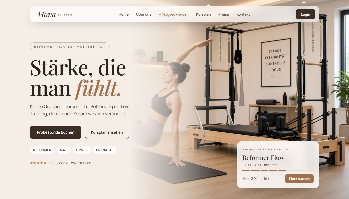Beispiel: Website für ein Pilates-Studio mit Kursbuchung